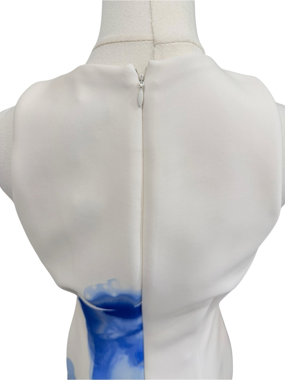 Donna Karan NWT Cielo White Blue Floral Print Sleeveless Scuba Knit Sheath Dress - Picture 7 of 16